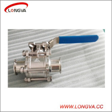 Sanitary Stainless Steel Three Piece Clamped Ball Valve with Lock Handle